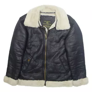 ALPHA INDUSTRIES Sherpa Lined Womens Flight Jacket Black M - Picture 1 of 6