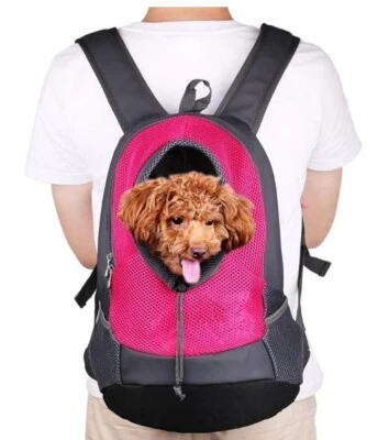 Haustier Rucksack Tragbarer Hundeträger Katze Reise 42 x 38 x 20cm Rosarot - Bild 1 von 3