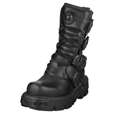 New Rock Boot Metallic M-391-s18 Unisex Black Platform Boots - Image 1 of 4