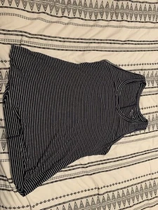 Ava Viv Blue with White Stripes Tank Top Women's Large - Picture 1 of 3