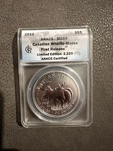 2012 Canadian Wildlife Moose $5 | First Release ANACS MS69 | 1oz .9999 Silver - Picture 1 of 2