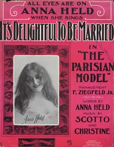 It's Delightful 1907 Anna Held THE PARISIAN Model Ziegfeld Theatre Sheet Music! - Picture 1 of 2