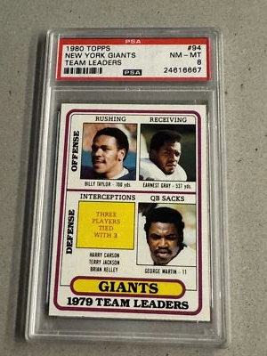 1980 Topps New York Giants #94 PSA 8 - Image 1 of 2