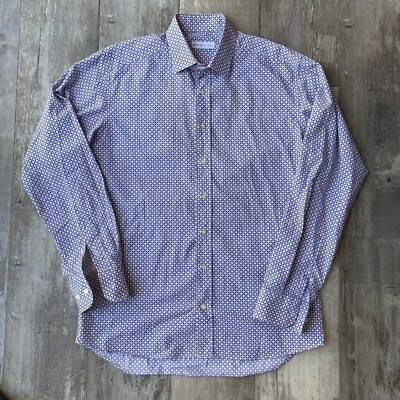 ETRO Button Up Men's 41 White Geometric AOP Long Sleeve Made in Italy Designer - Image 1 of 4