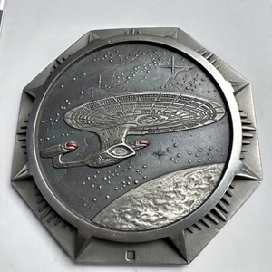 Star Trek Next Generation 1997 Franklin Mint Pewter Plate Encounter At Farpoint  - Picture 1 of 7