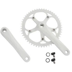 Alloy White Bicycle Crank Set 52T X 175MM Single Speed Track Fixie Mountain Bike - Picture 1 of 1