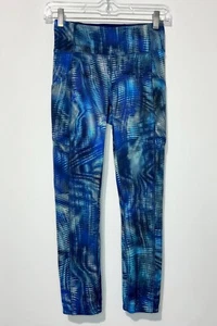 Lululemon Invigorate Damen kurze Leggings 4 blau weiß hoher Bund Tasche Logo - Bild 1 von 12