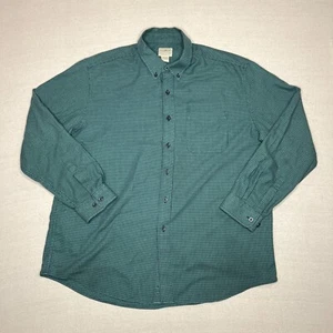 LL Bean Shirt Adult Extra Large Green Houndstooth Long Sleeve Traditional Fit - Picture 1 of 7