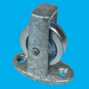 2x Galvanised Steel Single Wheel Mountable Washing Line Pulley, Laundry Dryer - Picture 1 of 4