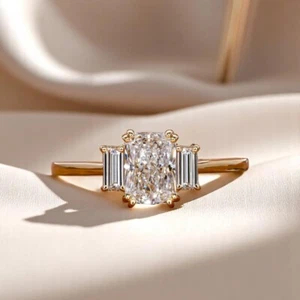 Wedding Women Diamond Ring Lab Grown Radiant 1.50 Ct IGI Certified 950 Platinum - Picture 1 of 16