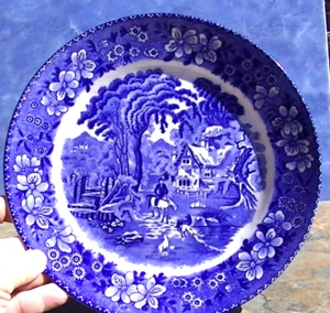 Vintage Japan National Blue Scenic China TELLER 9,25 Zoll (blau & weiß) - Bild 1 von 10
