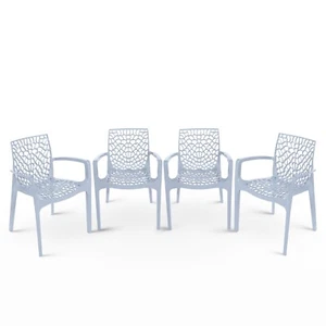 Spider Web Design Indoor Outdoor Dining Armchairs, Italy, Stackable, 4 chairs - Picture 1 of 32