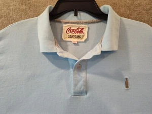 Vintage 1990er Coca Cola Jersey Strick blau Poloshirt Herren XXL bestickt - Bild 1 von 10