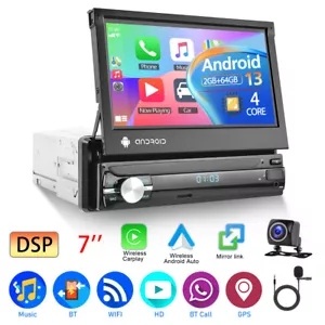 1 Din 7" Android 13 Autoradio 2G+64G GPS Navi Bluetooth WIFI USB FM AUX +Kamera - Bild 1 von 22