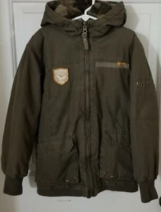 Hawke & Co Outfitter 1958 S 7 Military Patches Insulated Camo Fleece Hooded Coat - Picture 1 of 12