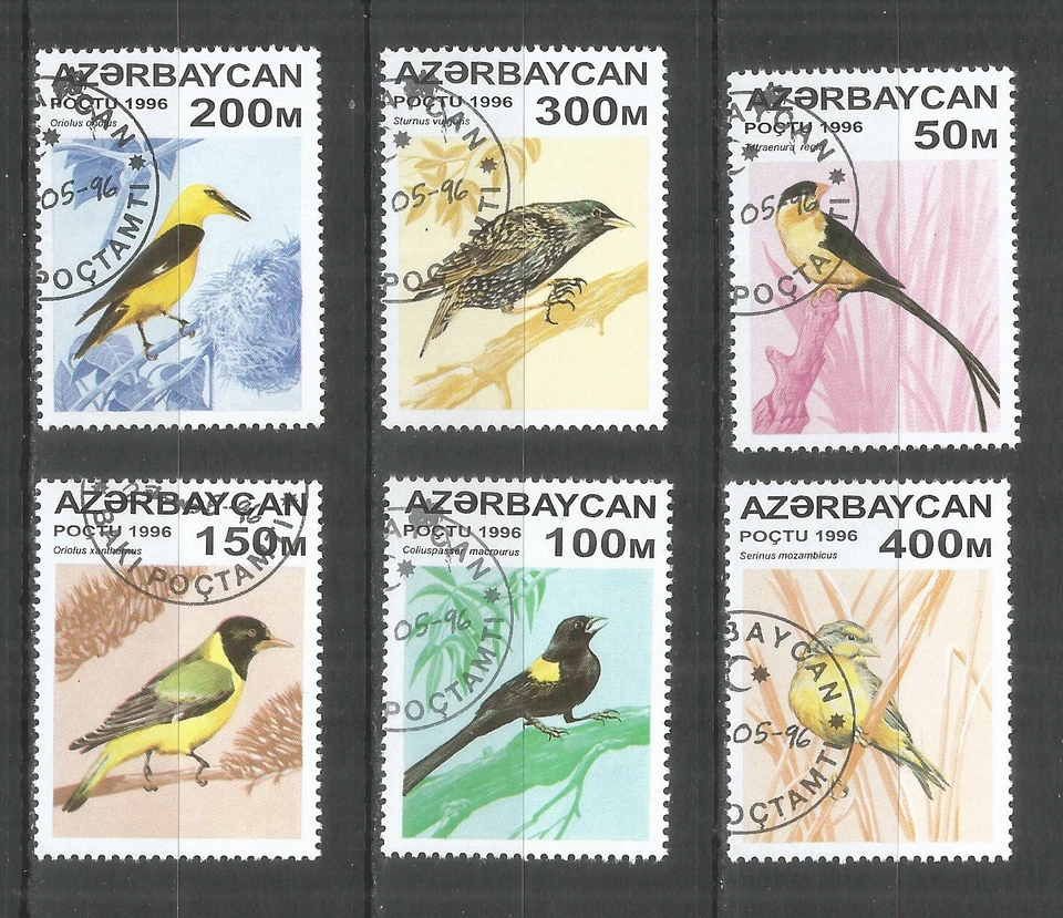 Azerbaiyán año 1996, sellos usados aves Foto 1 de 1