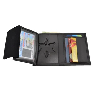 Perfekte Passform 6 Punkt Sheriff Stern Abzeichen Geldbörse Illinois SP County Sheriff B667 - Bild 1 von 7