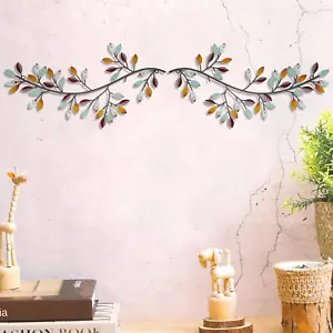 2 Pieces Metal Tree Leaf Wall Decor Vine Olive Branch Leaf Wall Art Wrought Iron - Picture 1 of 12