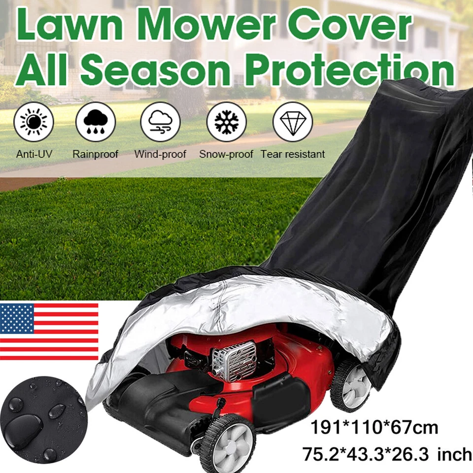 Waterproof Lawn Mower Cover Heavy Duty UV Protector Push Mower Universal Cover