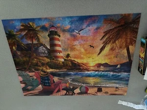 Big Ben Luxe 1000-Piece Jigsaw Puzzle Tropical Sunset Poster Included - Picture 1 of 5