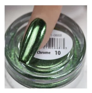 Mirror EFFECT Green Chrome NAIL ART Pigment Powder DUST lIridescent Shimmer Diy - Picture 1 of 10