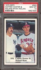 1975 SSPC Baseball #593 Catfish Hunter & Noland Ryan (Nolan) Error PSA 10