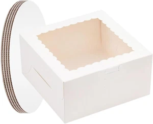 Außergewöhnliches Preis-Leistungs-Paket | 4er-Pack Kuchenschachteln (10 x 10 x 5 Zoll) 4 Wellpappe weiß - Bild 1 von 12