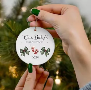 UNSER BABY ERSTER WEIHNACHTSSCHMUCK KERAMIK, 2024 First Christmas For Baby - Bild 1 von 5