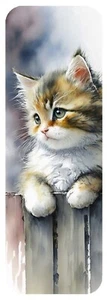 KITTEN CAT ON FENCE BEAUTIFUL BOOKMARK SAME IMAGE BOTH SIDES GREAT GIFT - Picture 1 of 1