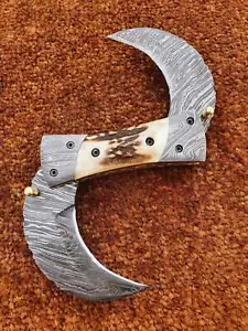 Custom Handmade Damascus Steel Stag Horn Handle Multi tool Folding Knife. - Picture 1 of 7