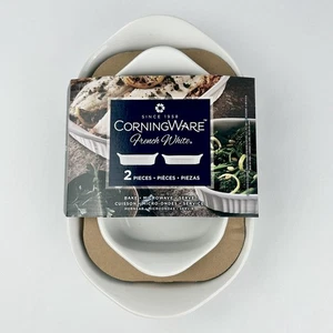 CorningWare Französisch Weiß Rechteckig Bäcker Set 2 Stück Neu - Bild 1 von 5