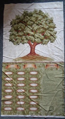 BARNARTEX FAMILY TREE FABRIC PANEL WALL QUILT LINDQUEST ANCESTRY - Image 1 of 3
