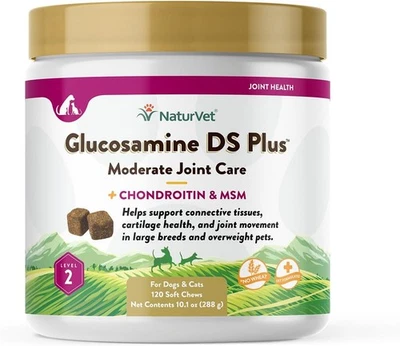 NaturVet GLUCOSAMINA - DS Plus MSM y condroitina masticables suaves para perros 120 CUENTAS Foto 1 de 4