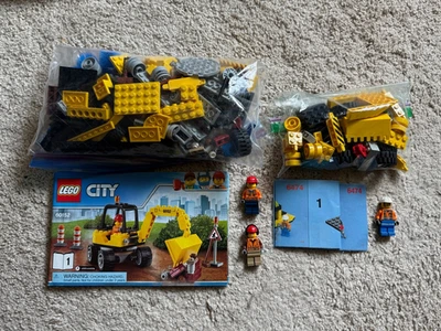 Lego CITY # 60152 SWEEPER & EXCAVATOR  & 6474 4-WHEELED FRONT SHOVEL - COMPLETE - Image 1 of 4