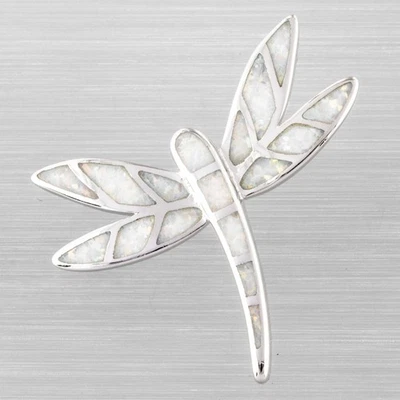 Dragonfly White Fire Opal Silver Jewelry Necklace Pendant - Image 1 of 4