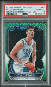 2022 Bowman Chrome University Kyle Filipowski #47 Green Shimmer /99 PSA 10 Duke - Picture 1 of 2