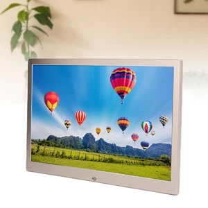 Gold US Plug 12in Metal Digital Photo Frame HD 1280x800 Electronic Album MP3 NEW - Picture 1 of 12