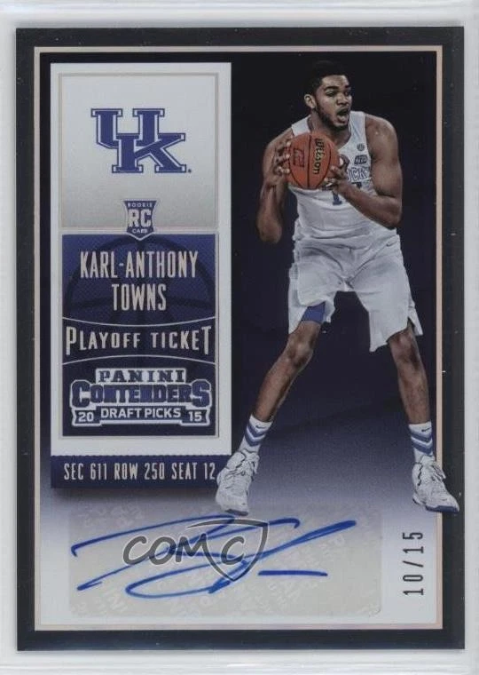 2015 Contenders Draft Picks Playoff Ticket /15 Karl-Anthony Towns Rookie Auto RC - Image 1 of 2