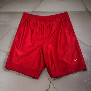 "Pantalones Cortos Nike Vintage Raros Baloncesto Dinero Deslumbramiento Rojo Sedoso Suave Grande 10""" - Imagen 1 de 7