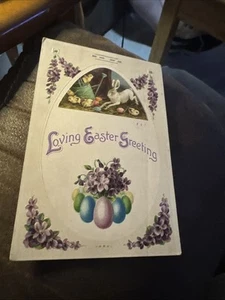 Postal antigua vintage de saludos de Pascua de 1911 - Imagen 1 de 2