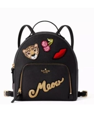 Mochila Kate Spade New York Run Wild Leopard Tomi Cuero Negra Nueva con Etiquetas Foto 1 de 4