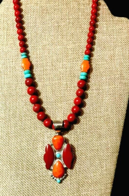 Colgante Jay King Color Coral y Turquesa con Collar 18-1/4" NUEVO CON ETIQUETAS RET $200 Foto 1 de 4
