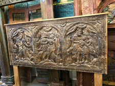 VINTAGE KAMASUTRA CARVED WOOD QUEENHEADBOARD UNIQ ECLECTIC BOHO INDIAN ART 74X60