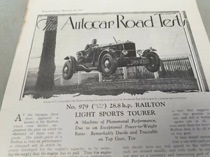 Railton Light Sports Tourer 1935 folleto de ventas original prueba de carretera - Imagen 1 de 3