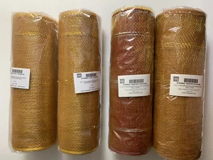 Lot 4 10"x10yds Fall Browns Colors Poly Deco Mesh Roll Ribbon Wreath Garland New - Picture 1 of 6