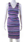 Nicole Miller Womens Jungle Striped Wren Dress Multi Colored Size Petite 1117113