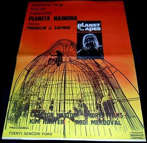 1968 Planet Of The Apes ORIGINAL YUGOSLAVIA POSTER Charlton Heston ICONIC SCI-FI - Bild 1 von 1