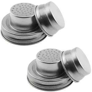 2 Pack Stainless Steel Mason Jar Shaker Lids W/ Silicone Seals for Dredge Flour - Picture 1 of 12