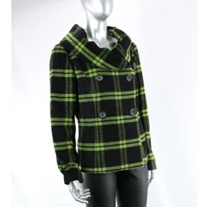 Tribal Women’s Buffalo Plaid Wool Blend Jacket Coat Size 2 Green Black - Picture 1 of 12