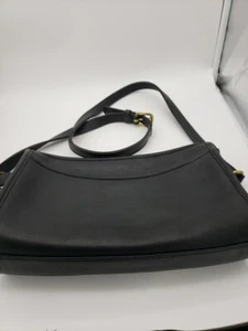 COACH WOMEN'S PURSE BAG BLACK FULL GRAIN LEATHER HANDCRAFTED USA SHOULDER STRAP - Picture 1 of 8